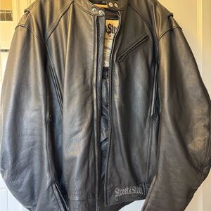 Men’s Black Leather Bomber Jacket